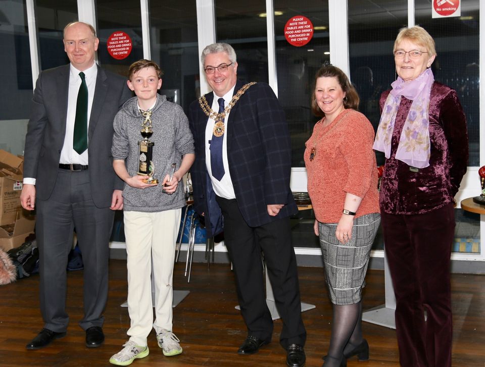 Chris Pratt collects his senior batting trophy