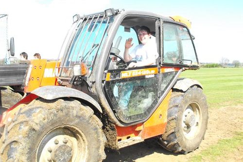 Phil Silvester provides a tractor for the Cricket Force activities!